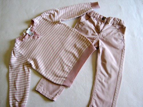 Lachsfarben gestreifter pulli - lachsfarben,